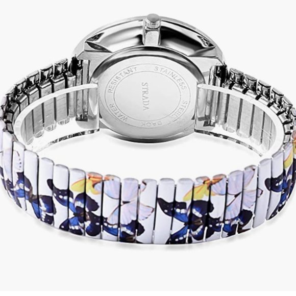 Womens White Austrian Crystal Digital Butterfly Bracelet Watch main image 4